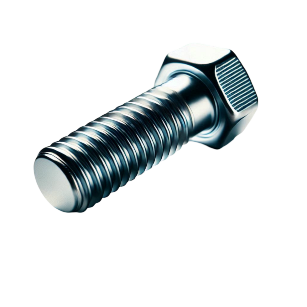 High-Resolution Image of a Bolt Showing Fine Threading and Metallic Finish png