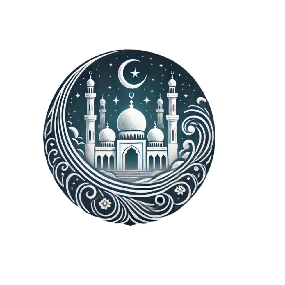 Simple and Elegant Logo Depicting a Mosque with a Crescent Moon png