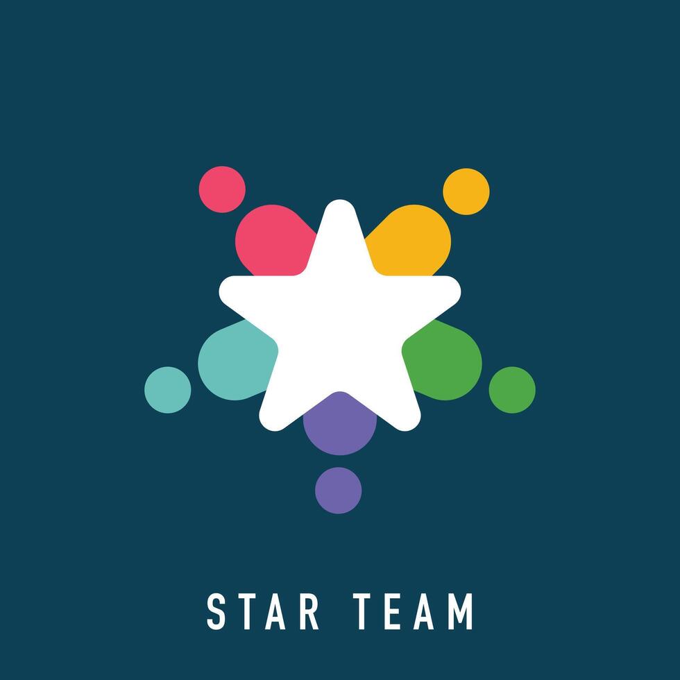 Unique star team meeting logo design. Unity and leadership style. vector