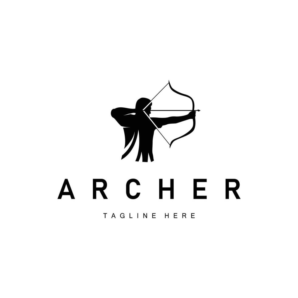 simple archer sports design simple archery logo with black arrow silhouette minimalist illustration product brand template vector