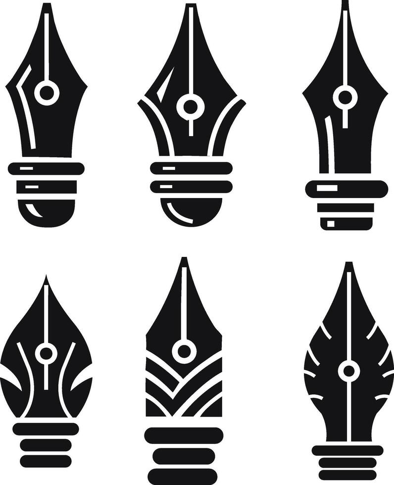 A collection of pen nibs for artwork compositions vector