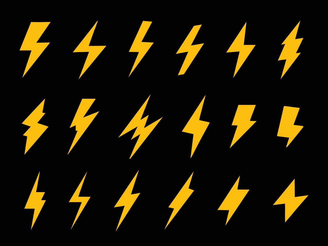 A collection of lightning bolt shapes for artwork compositions vector