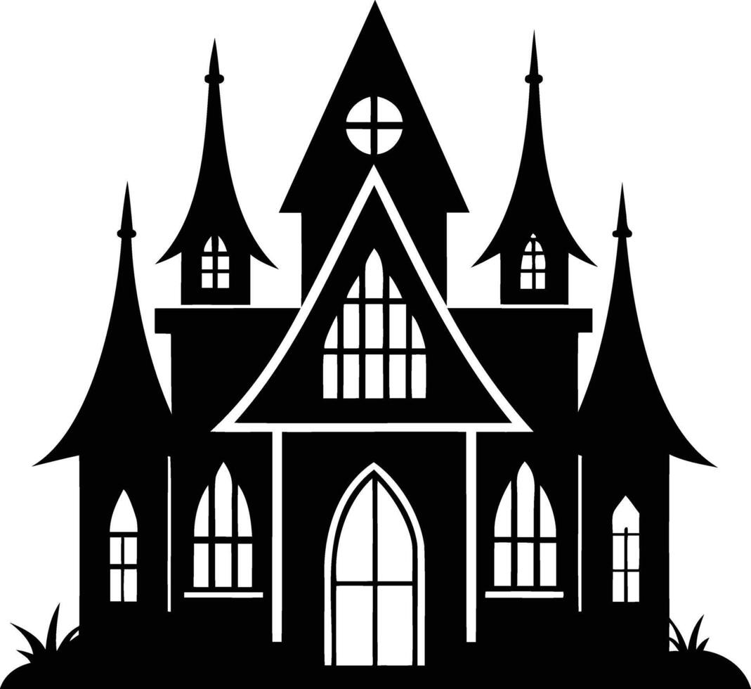 Gothic House Silhouette Dark and Mysterious Architecture Art vector