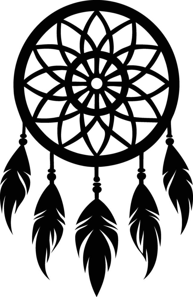 Dream Catcher Silhouette Intricate and Spiritual Art Design vector