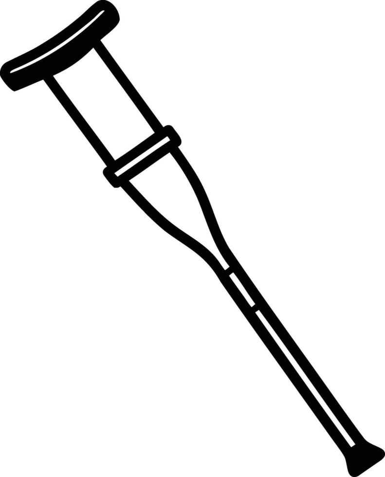 Crutch Silhouette The Symbol of Support and Mobility vector