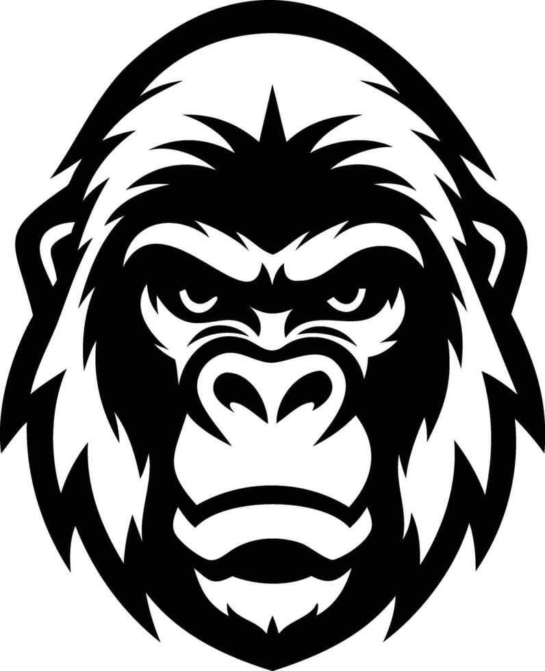 Gorilla Head Silhouette The Powerful Shadow of Primal Strength vector