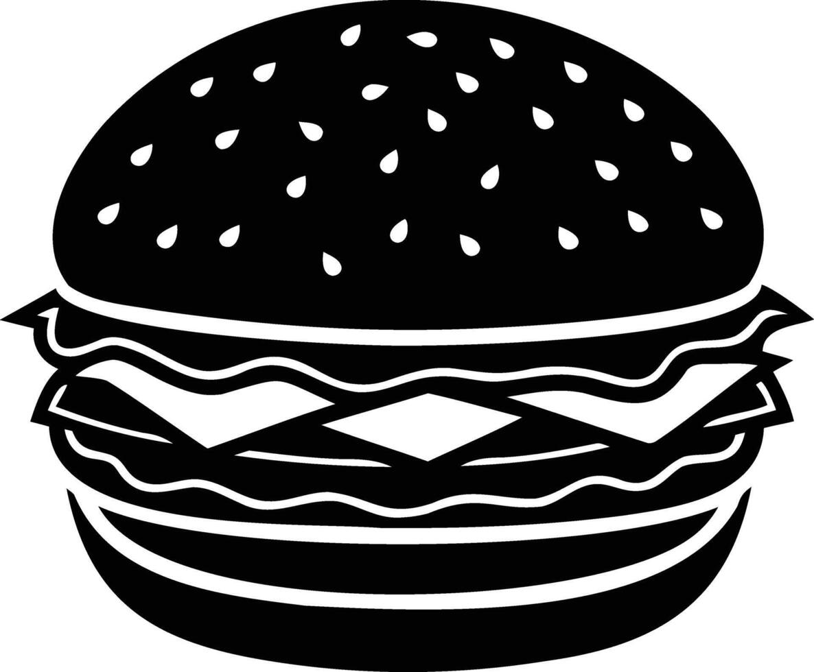 Burger Silhouette The Delicious Shadow of a Classic Meal vector
