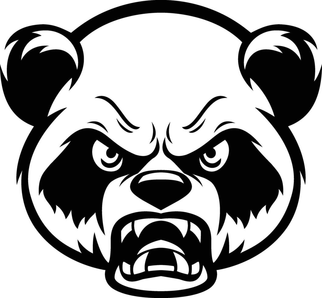 Angry Panda Silhouette The Fierce Shadow of a Beloved Creature vector