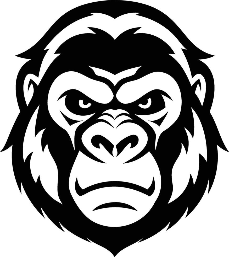 Gorilla Head Silhouette Majestic and Powerful Animal Art vector