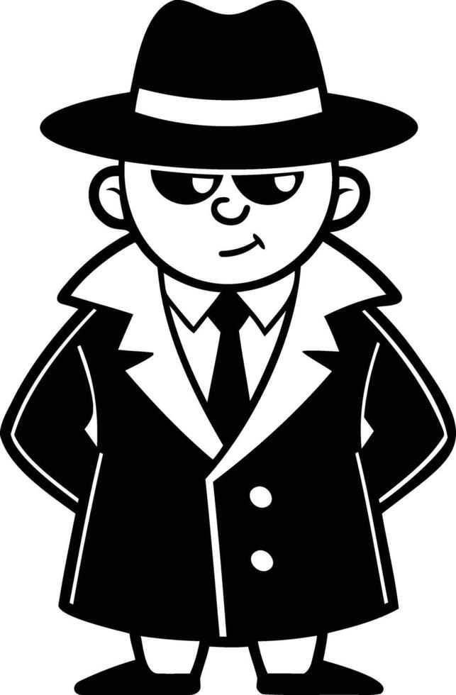 Intriguing Detective Cartoon Silhouette Mysterious and Fun Designs vector