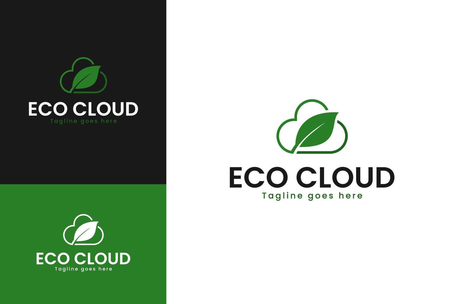 Line cloud icon with leaf logo design template illustration vector