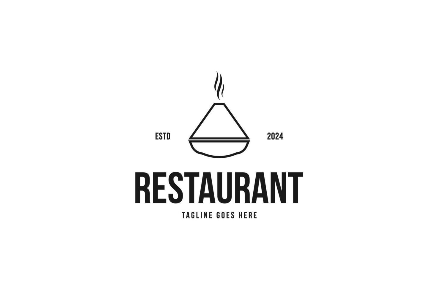 Tajine or tagine logo design with line art template illustration vector