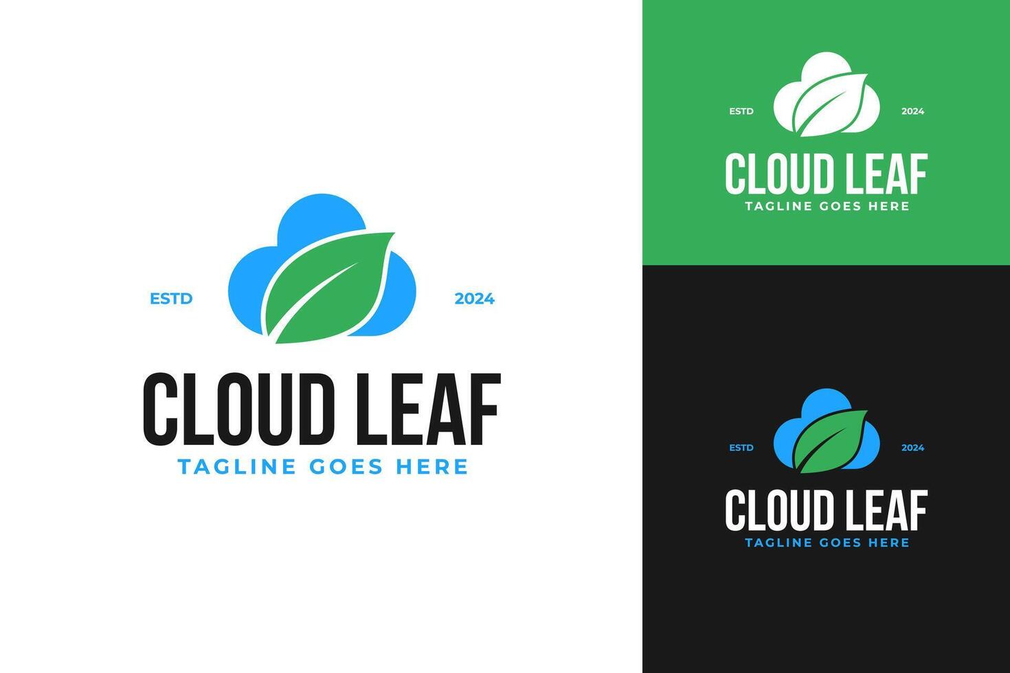 Cloud logo with leaf design template illustration idea vector