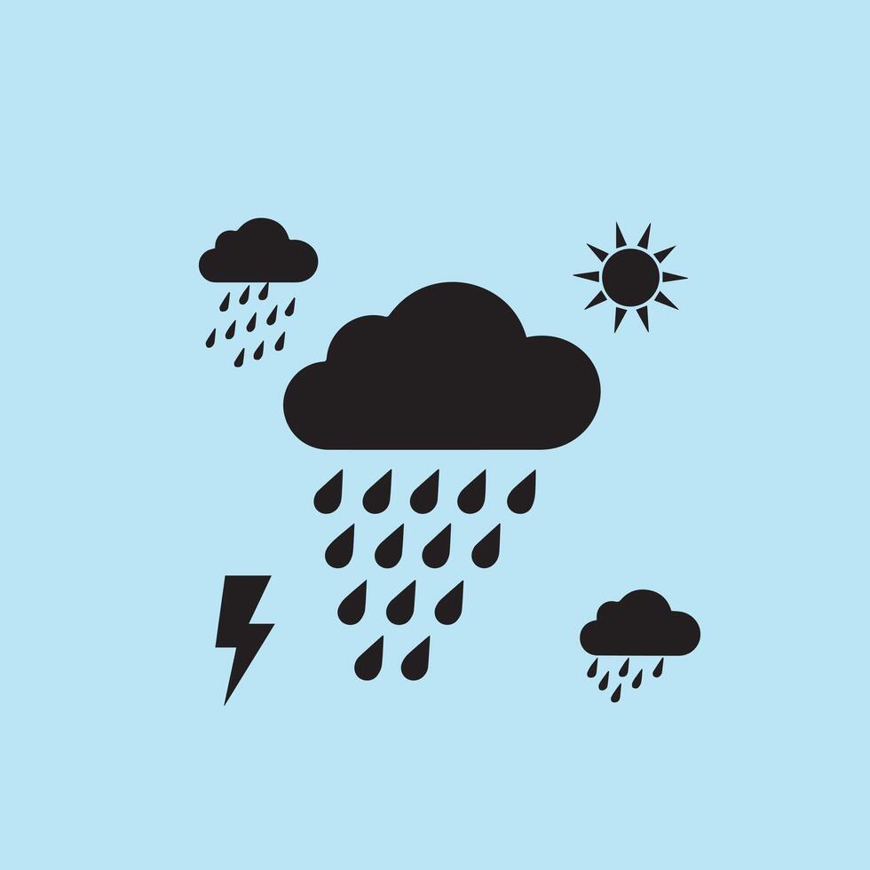 Free Download Weather Icon With Rain, Cloud, Sun And Lightning vector