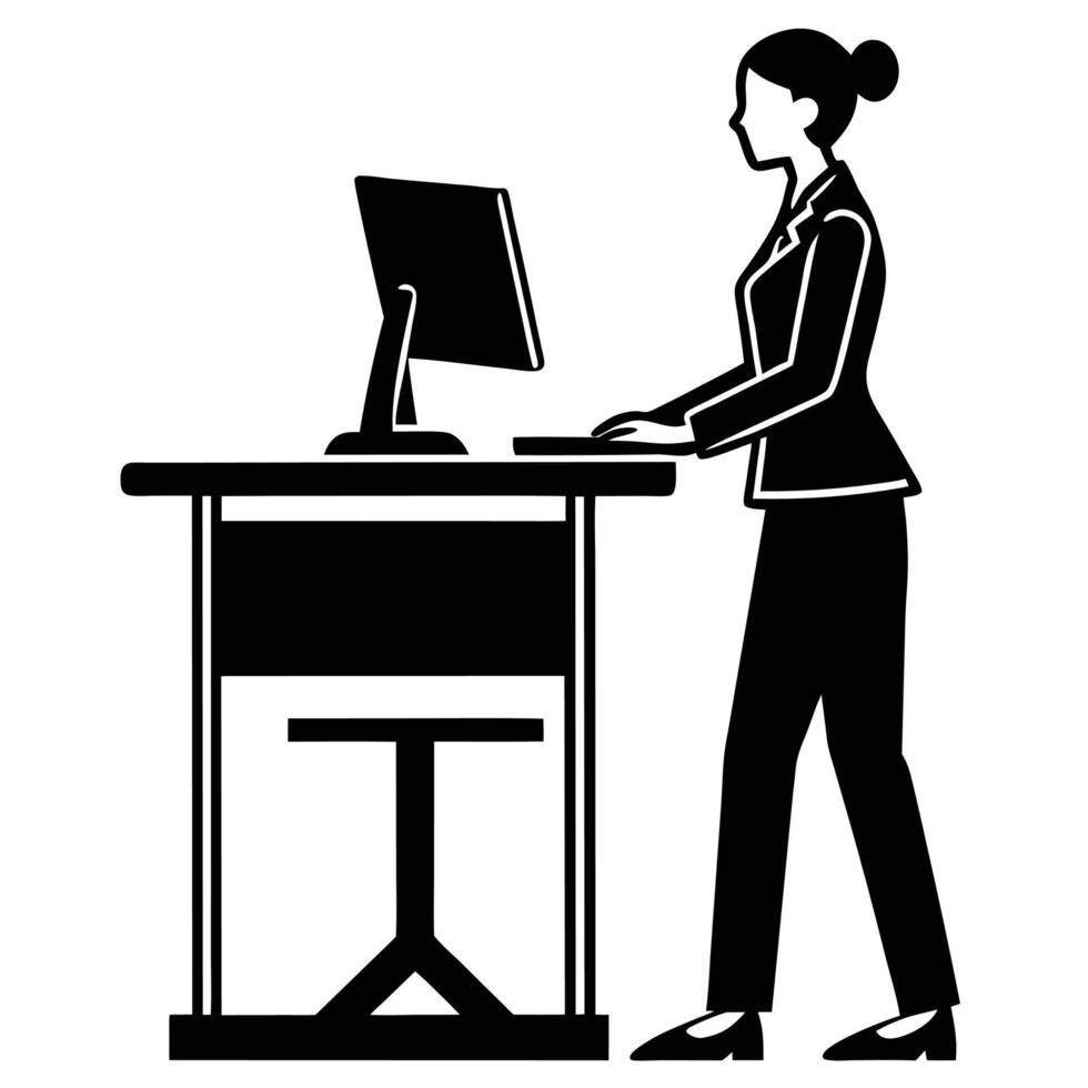 Standing Desk Virtual Assistant Silhouette vector