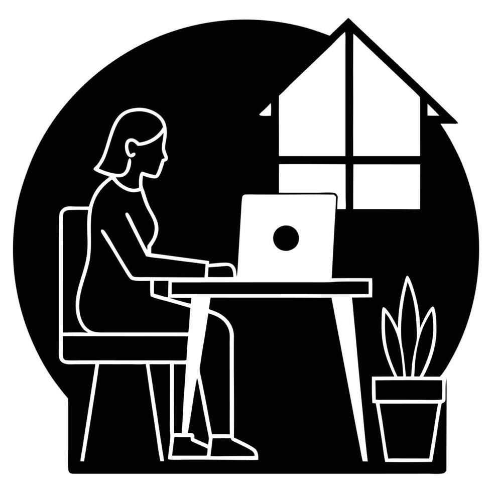 Remote Virtual Assistant Silhouette on White vector