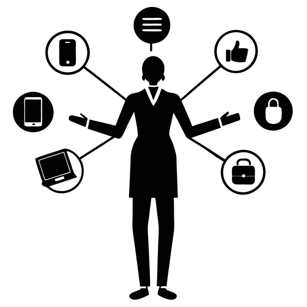 Multiple Applications Silhouette on White vector