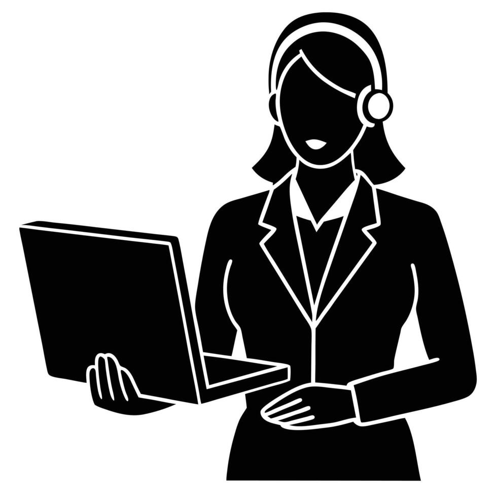 Customer Support Virtual Assistant Silhouette vector