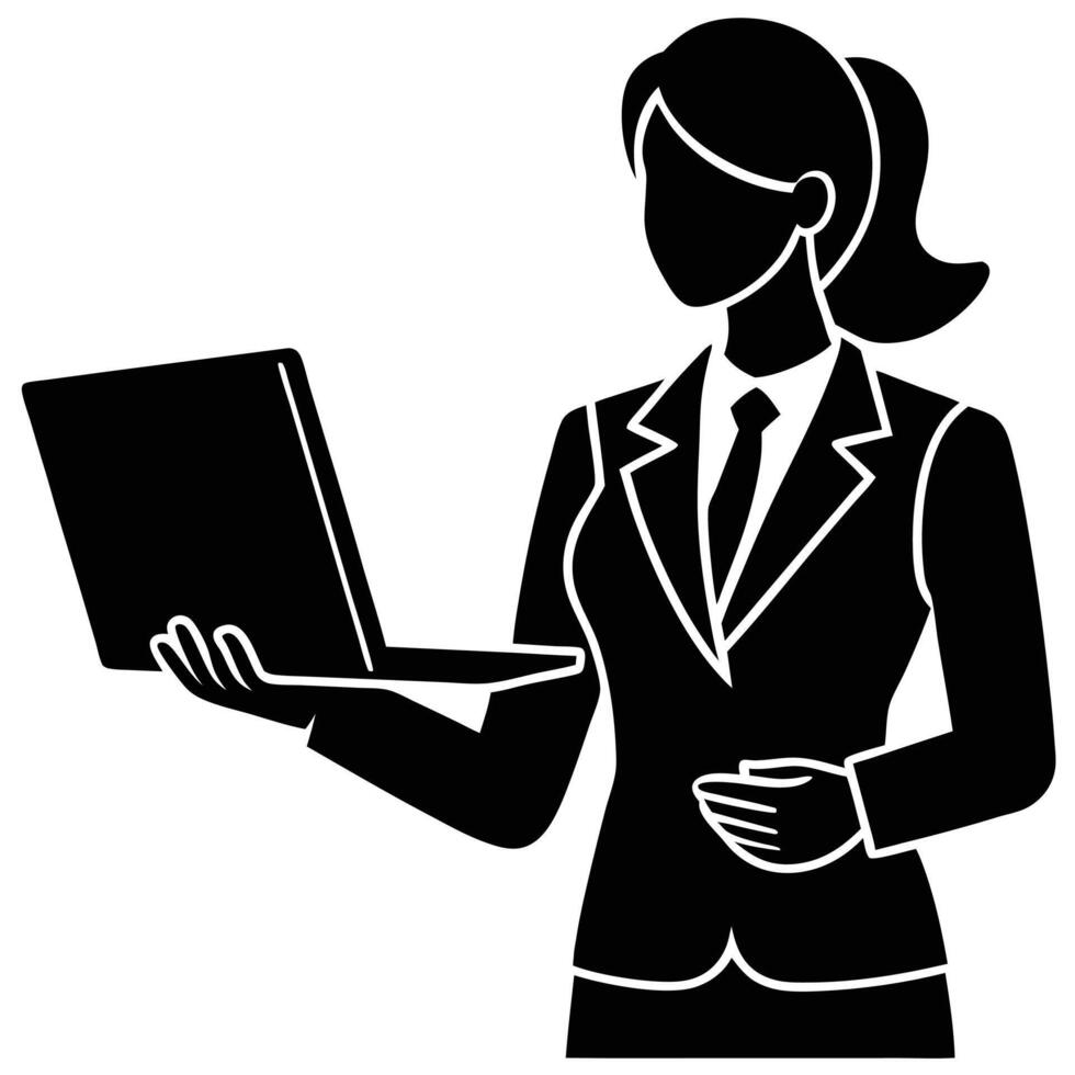 Virtual Assistant Giving Personal Assistance Silhouette vector