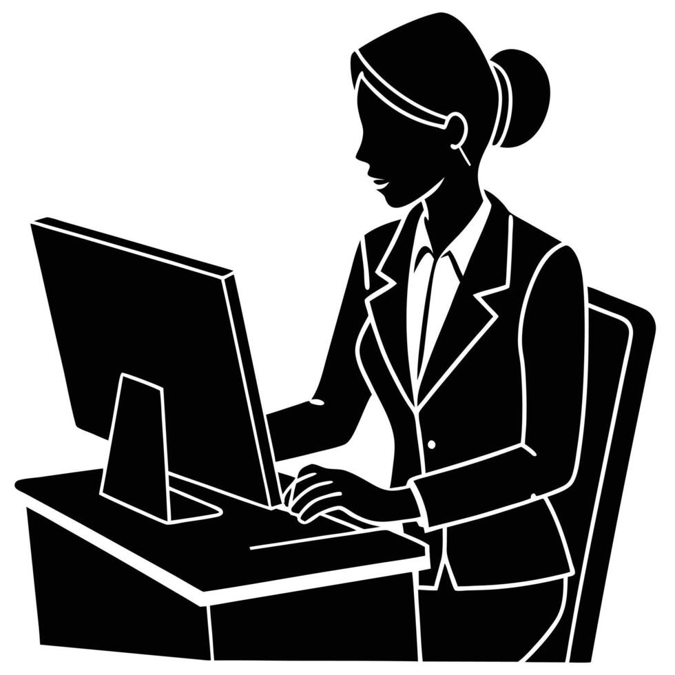 Administrative Work Silhouette Illustration vector