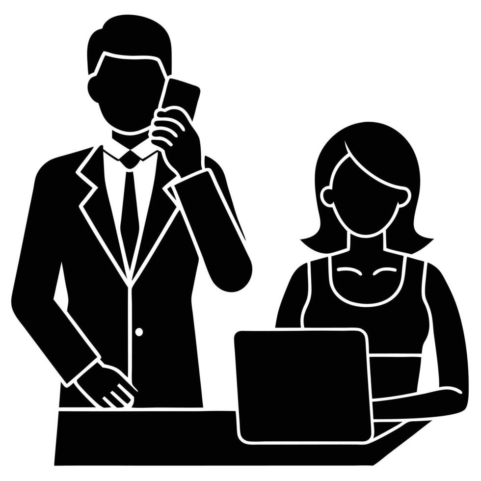 Virtual Assistant Silhouette on White Background vector