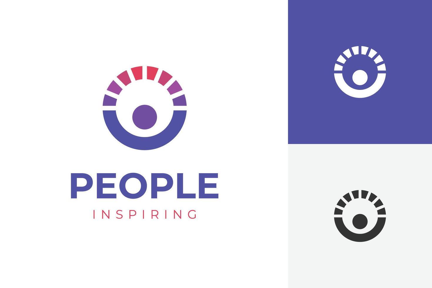 People inspiring success logo icon design with circle connect graphic concept for coach, leadership logo template vector