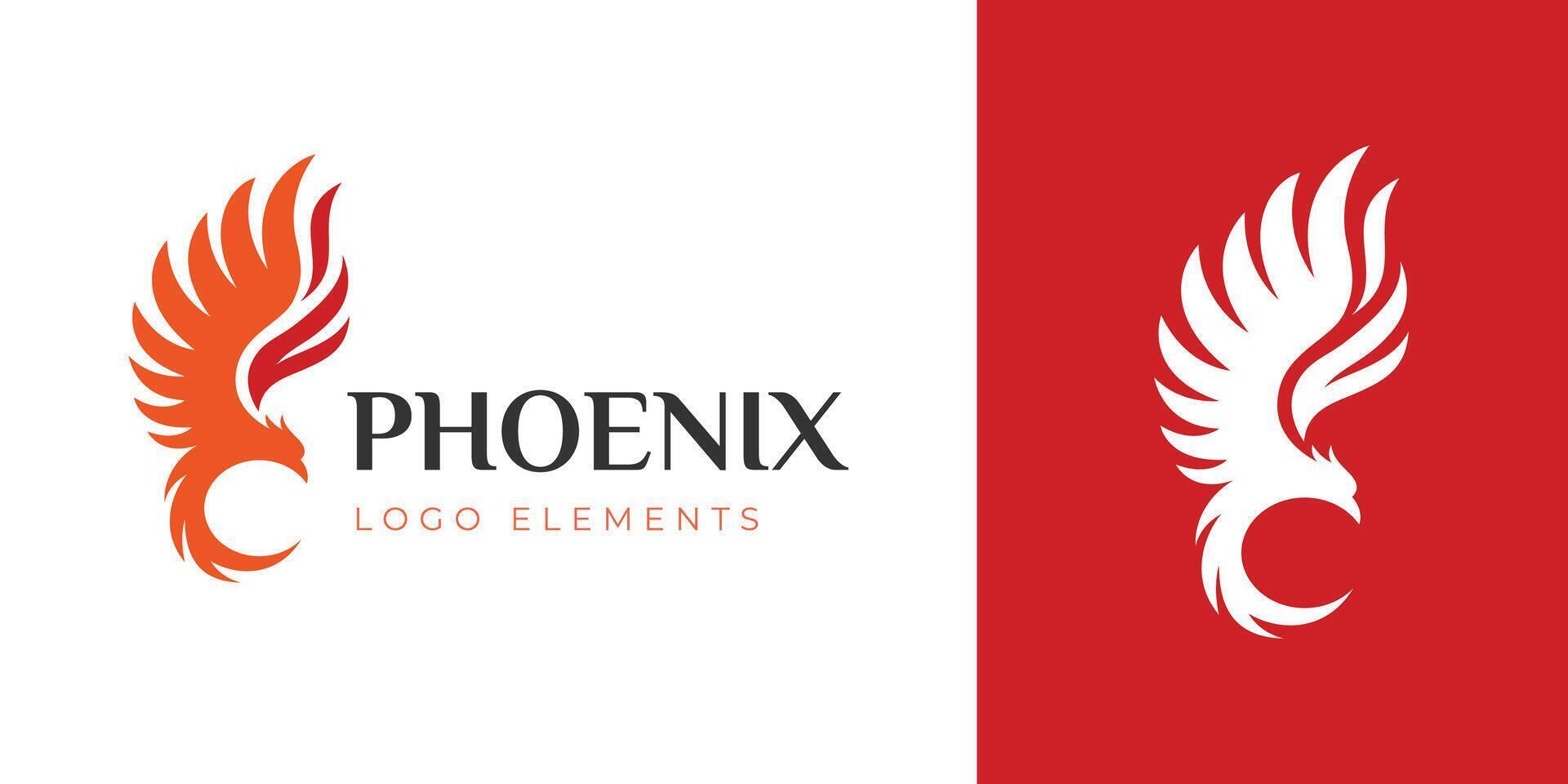 Phoenix fly freedom logo design with rising high animal bird illustration vector
