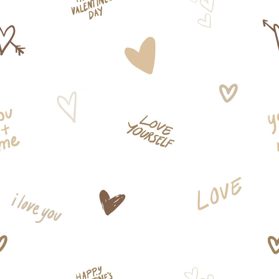 Happy holiday Valentine day seamless pattern with heart and love text vector