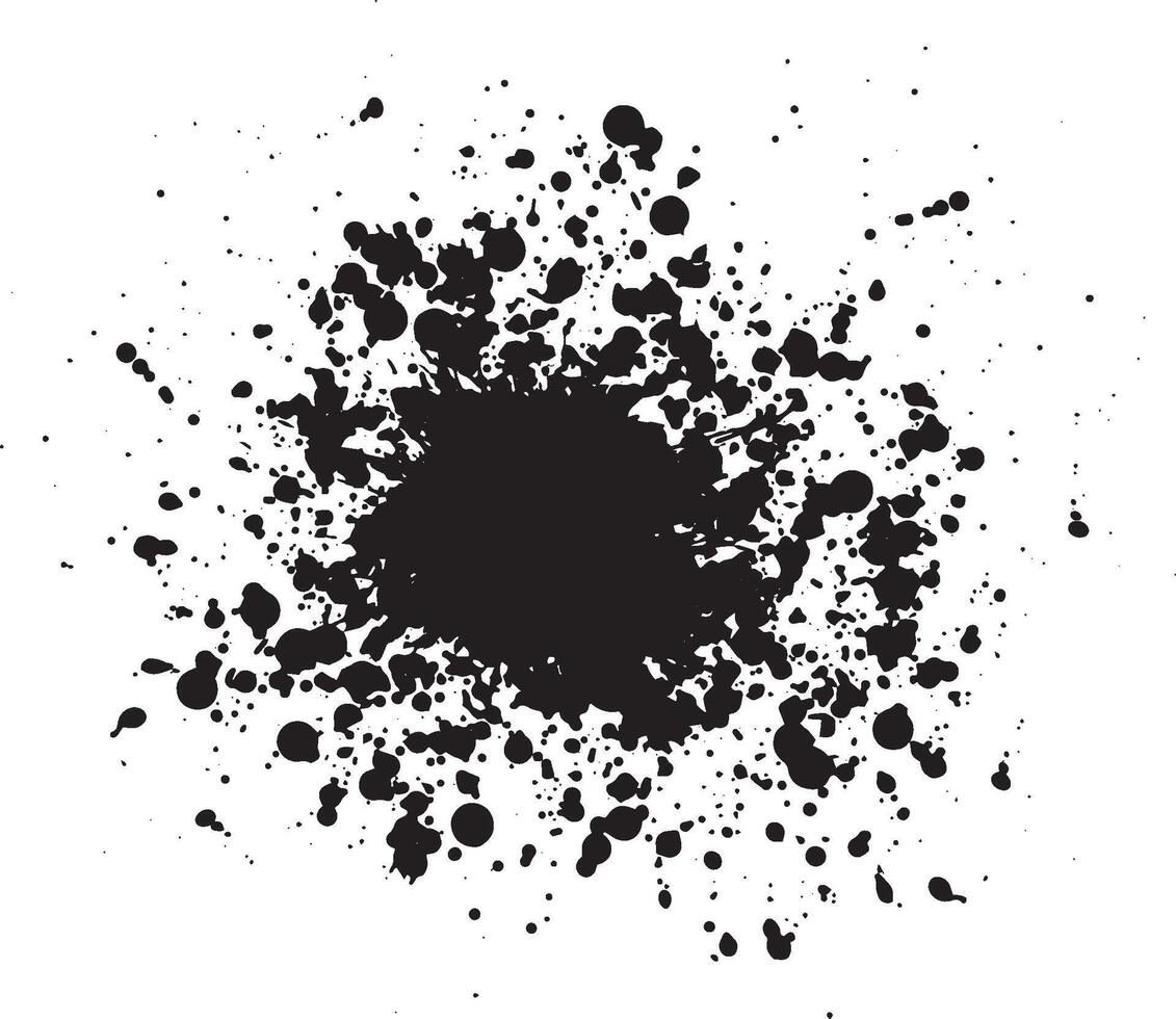 Watercolor ink splash, acrylic isolated spots, black drop vector
