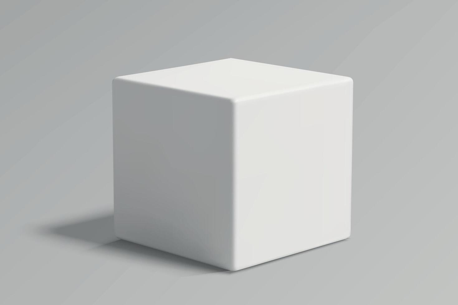 3d White cube on a gray background vector