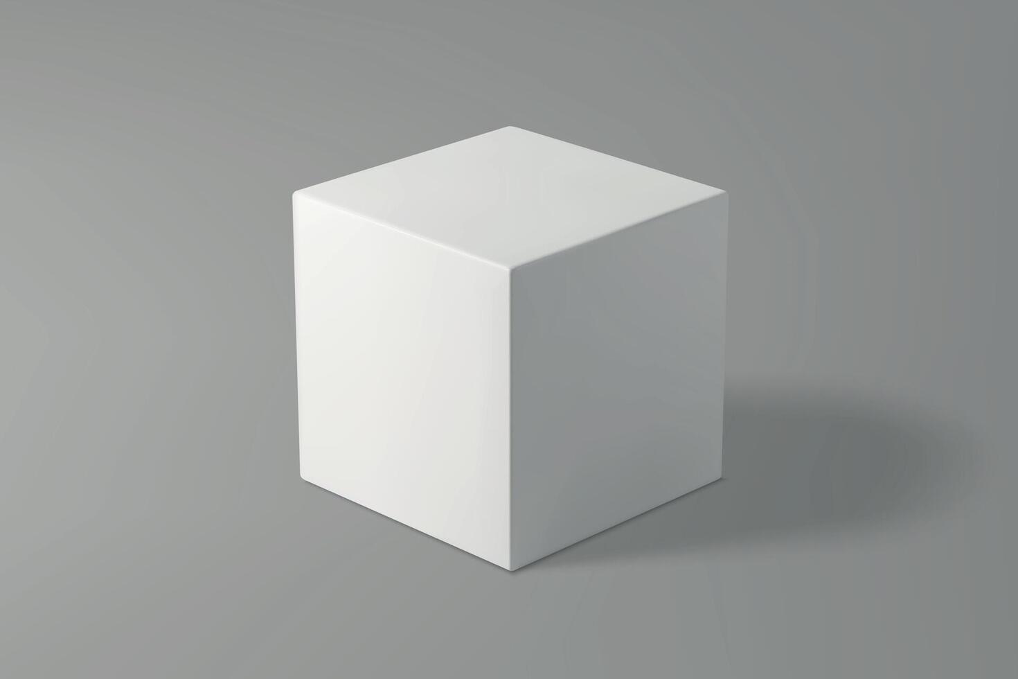 3d isometric White cube on gray gradient background vector
