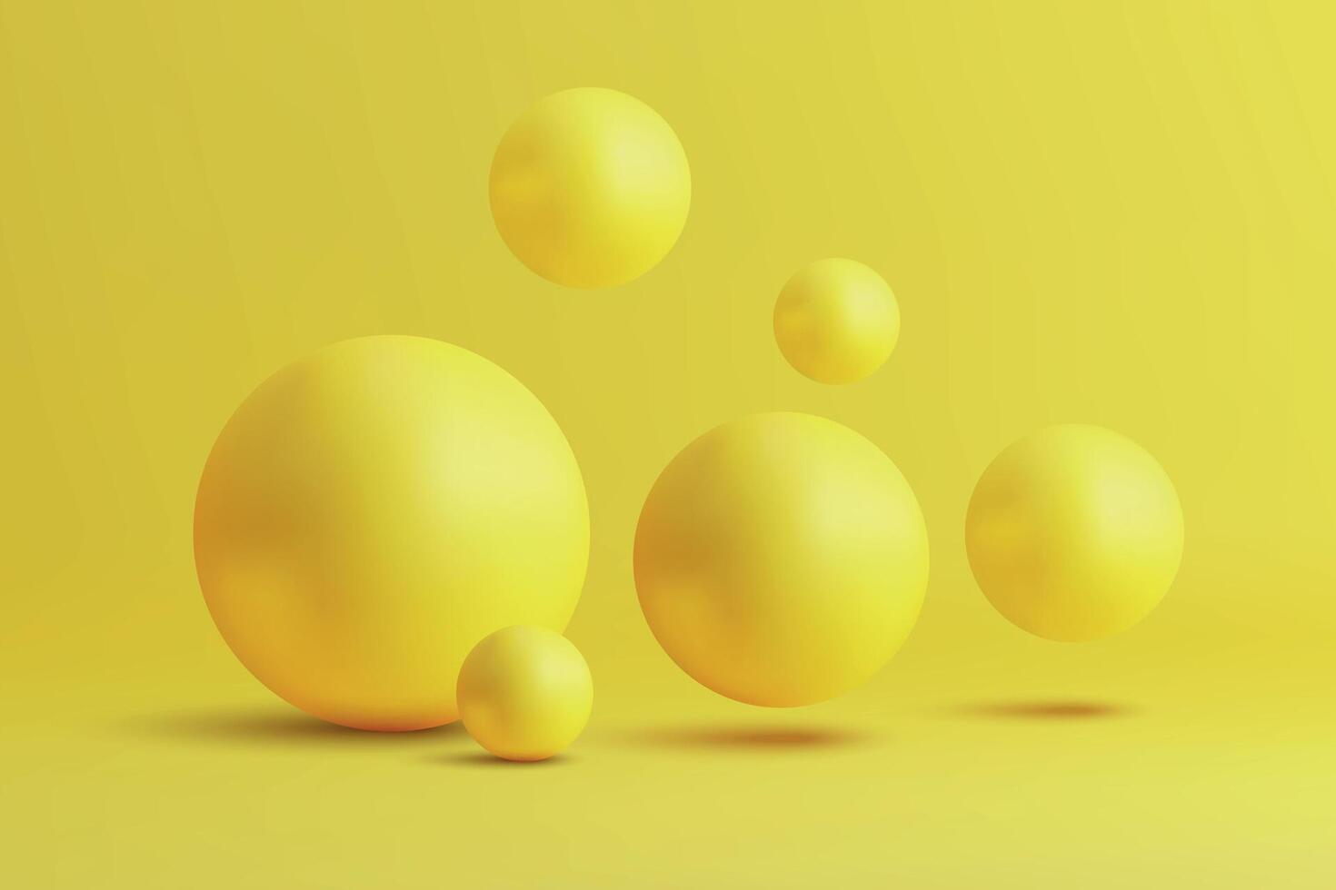 3d Yellow Spheres Arranged on Bright Yellow Background vector