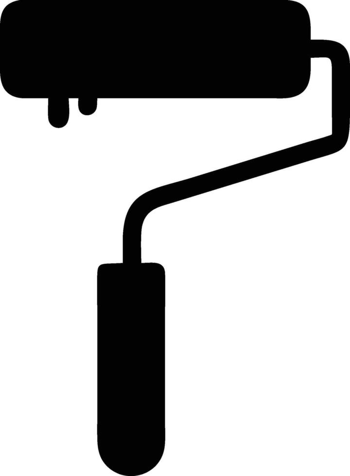 A paint rolling silhouette illustration black vector