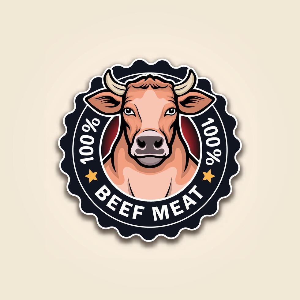 Premium Quality Beef Meat Badge Design vector