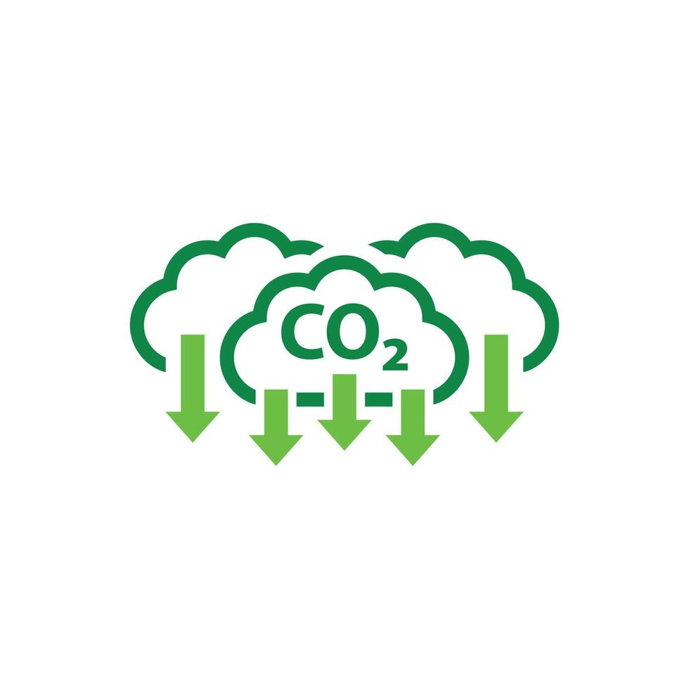 CO2 Reduction Minimalist Icon Carbon Cut and Low Greenhouse Gas Pictograms vector