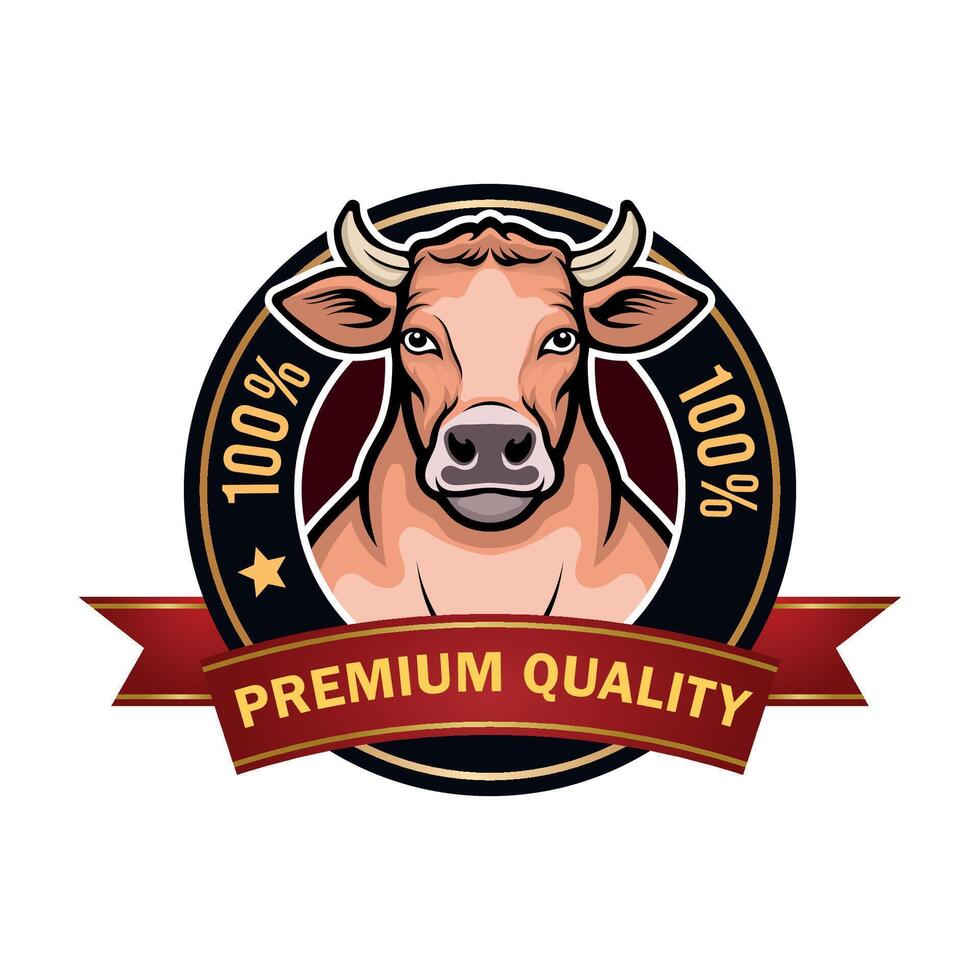 Premium Quality Beef Meat Badge Design. vector