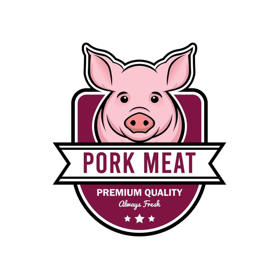 Premium Quality Pork Meat Badge Design vector