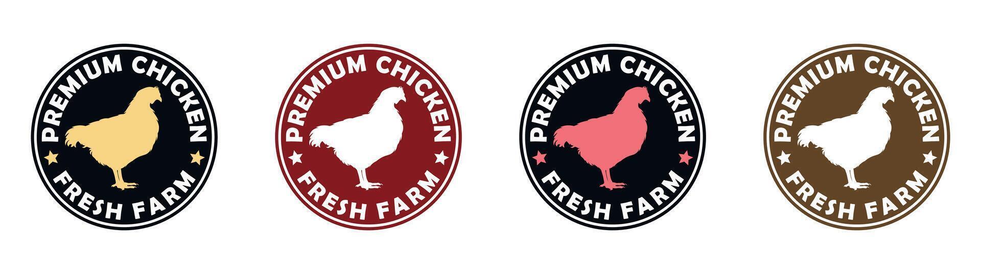 Premium chicken Badge Design with Retro Style in Multiple Colors vector