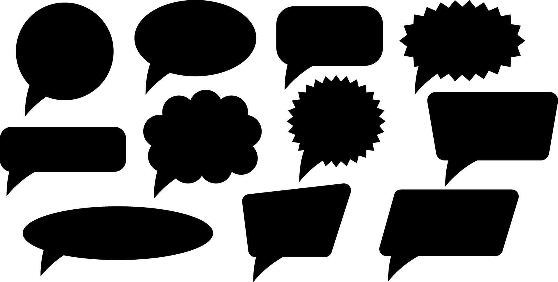 Set of speech bubbles. Conversation bubble. Blank black speech bubbles. vector
