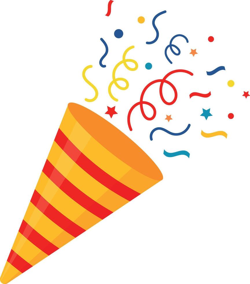 Isolated fireworks birthday cracker, holiday party, fireworks, cone shooting. vector