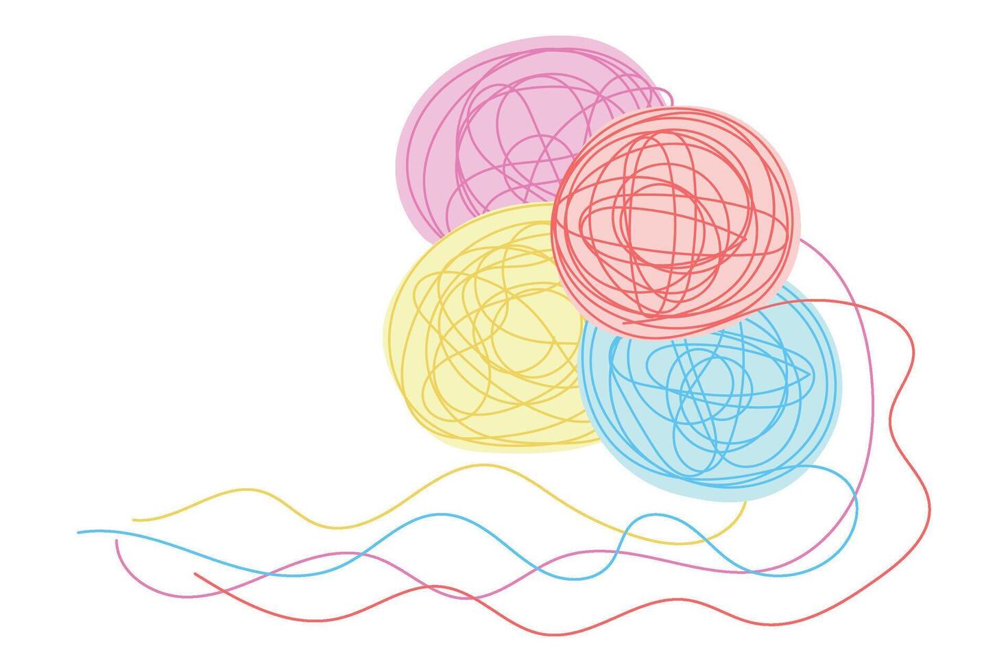 Isolated background of yarn ball minimal skein woolen drawing art. Yarn ball cotton wool hand drawn line sketch. vector