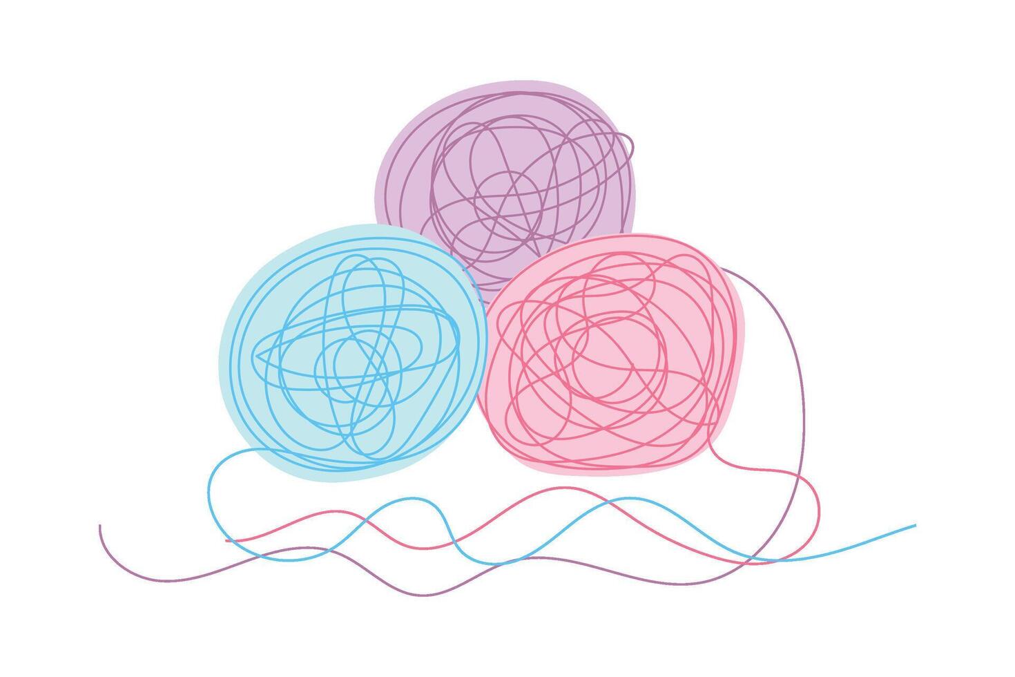 Yarn ball cotton wool hand drawn line minimal, Sketch yarn ball minimal skein with woolen drawing line art.. vector