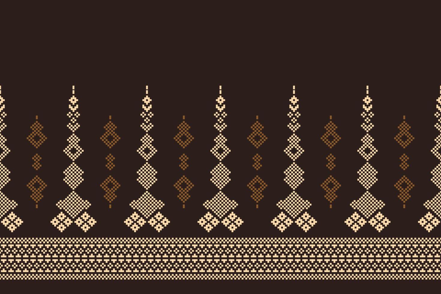 Pixel art with brown background color design in ethnic motif wallpaper abstract. vector