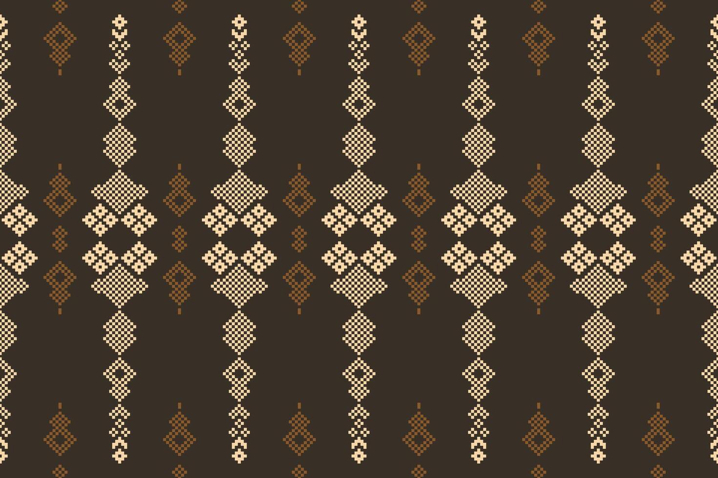 Brown color background design in ethnic motif wallpaper abstract pixel art . vector