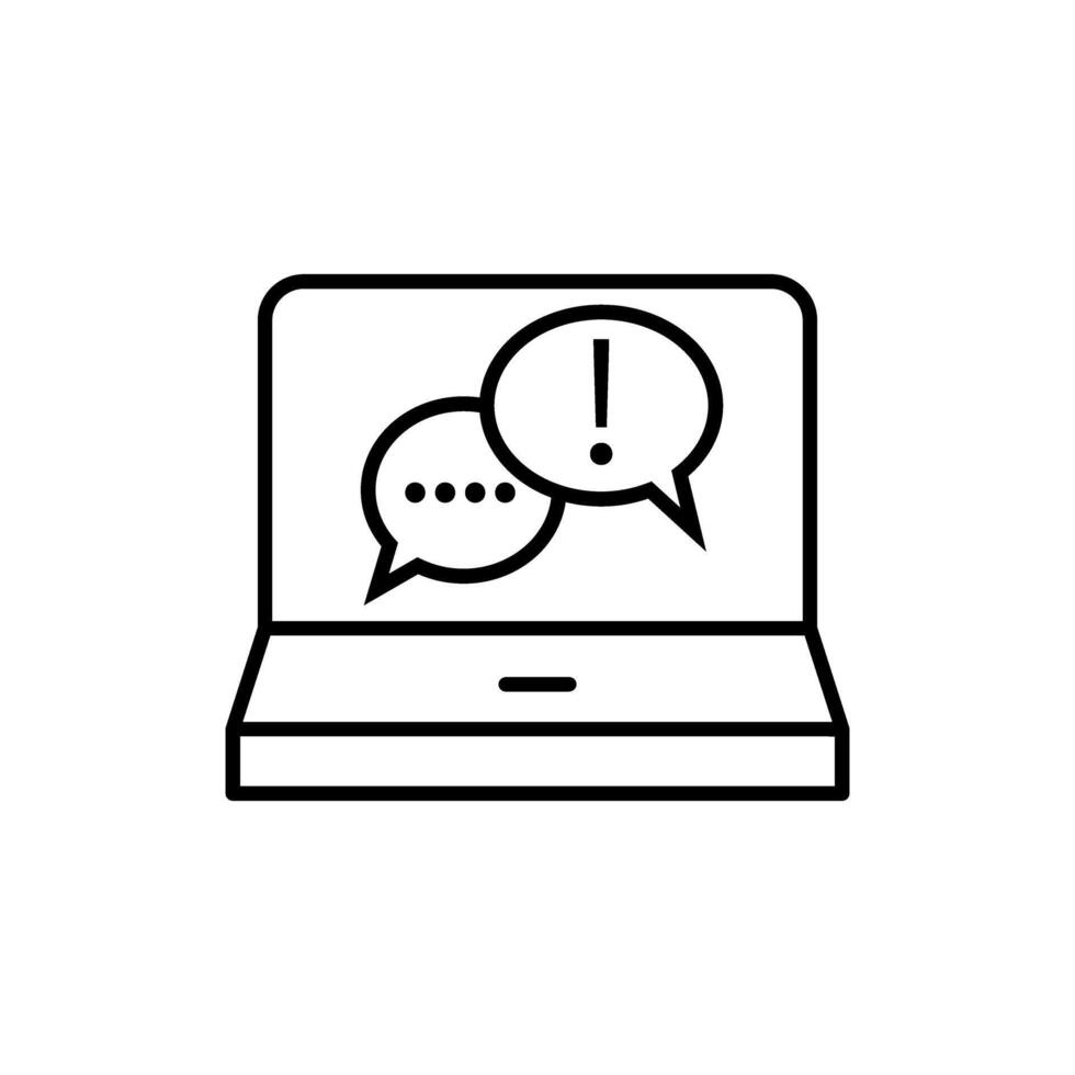 Laptop with speech bubbles line icon, concept illustration, outline symbol, sign, linear symbol. vector