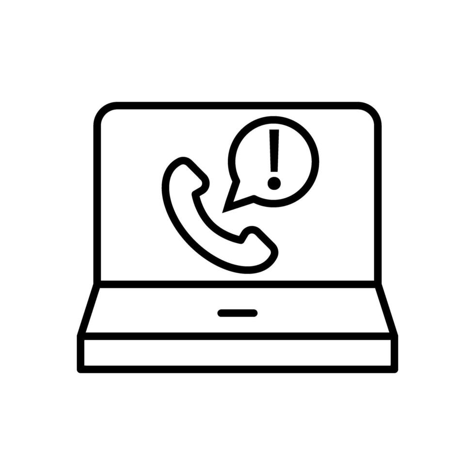 Laptop call line icon, concept illustration, outline symbol, sign, linear symbol. vector