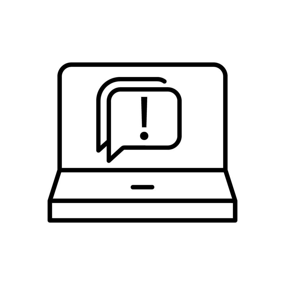 Laptop with exclamation mark line icon. concept illustration. vector