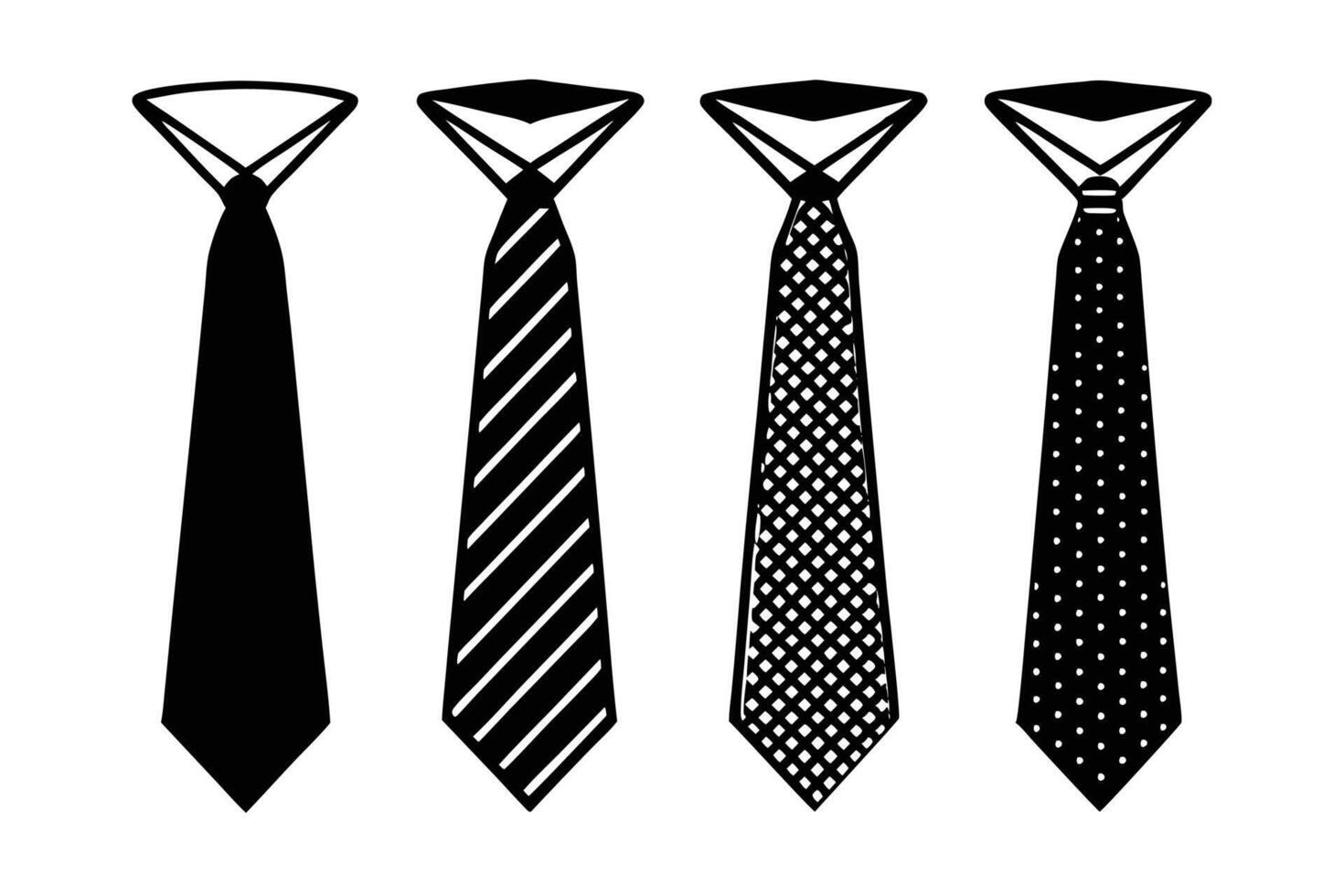 Set of different styles of ties silhouette art design vector