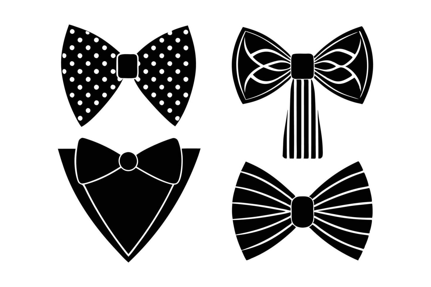 Set of different styles of bow ties silhouette art design vector