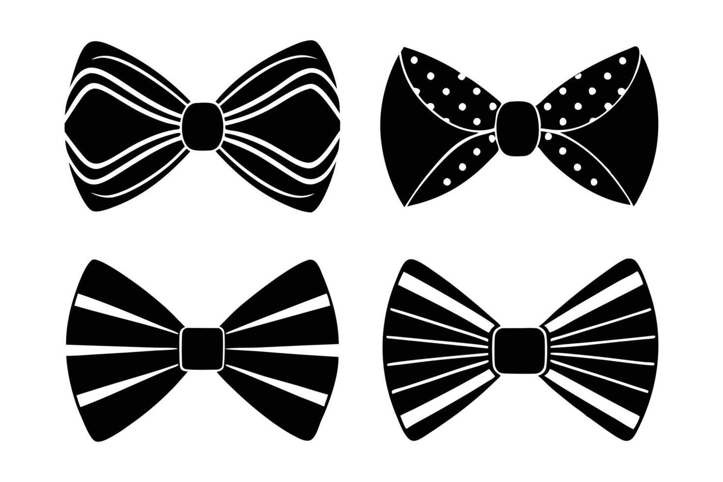 Set of different of bow ties silhouette art design vector
